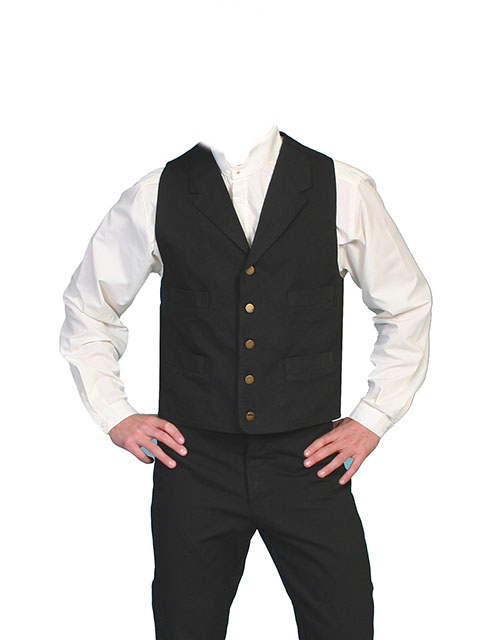 (image for) Old West Black Cotton Canvas Vest Large